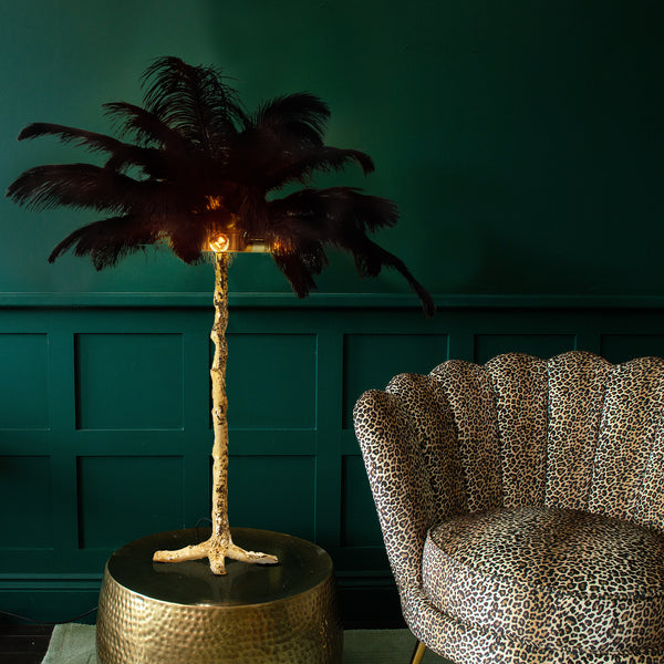 Black Ostrich Feather Table Lamp