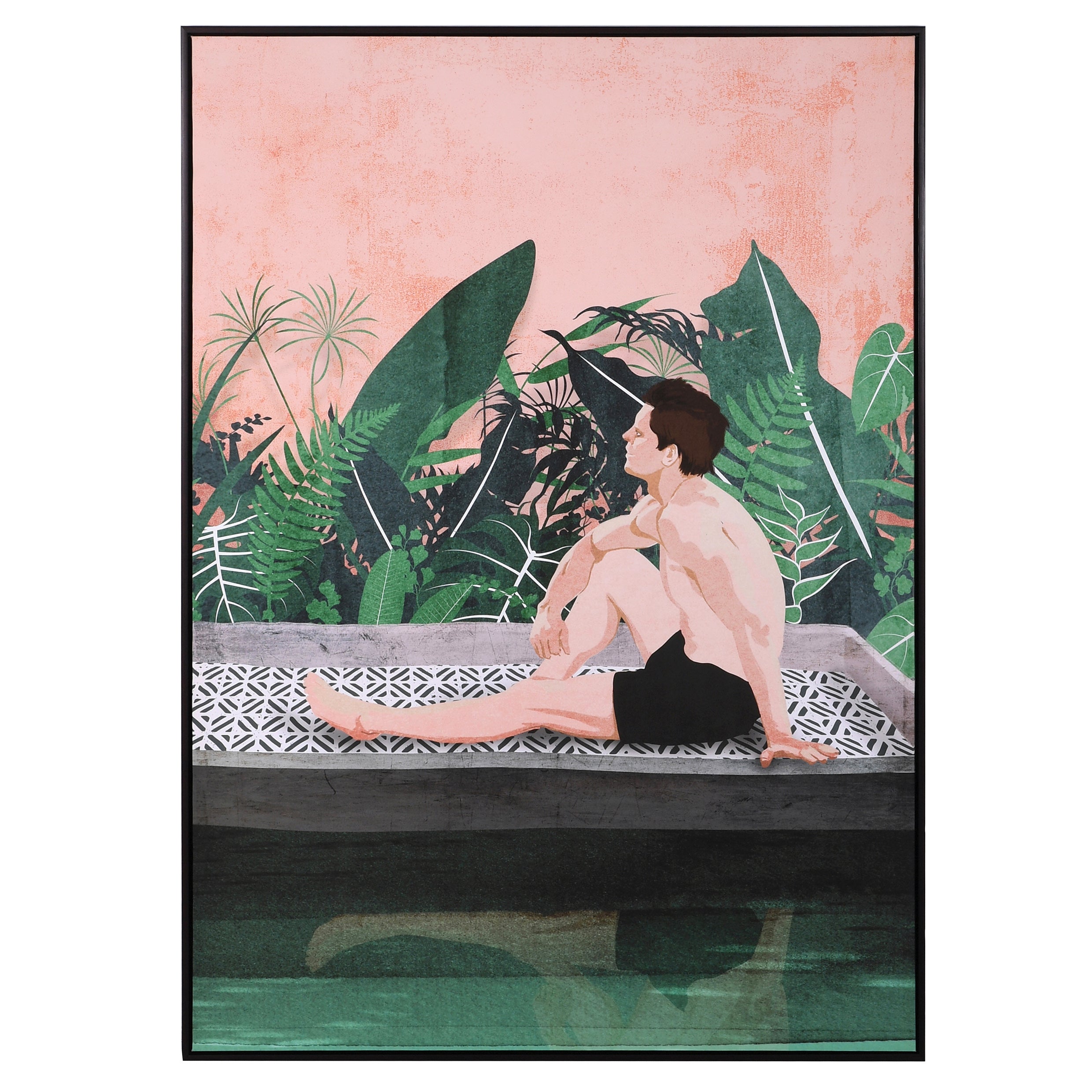 Miami Poolside Pink & Green Large Framed Art