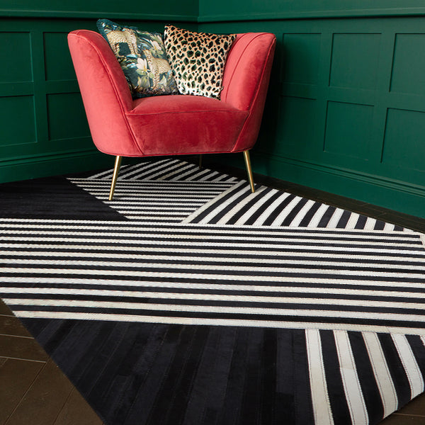 Handcrafted Monochrome Rug with Leather Backing