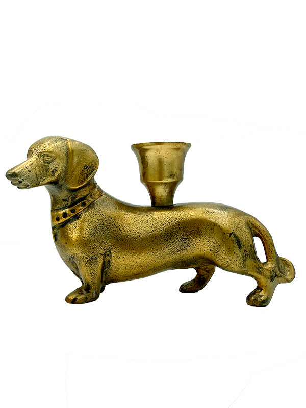 Dexter - Brass Dachshund Candle Holder