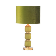 Load image into Gallery viewer, Green Glass Table Lamp | Green Velvet Shade