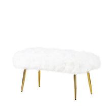 Load image into Gallery viewer, White Faux Fur Bench