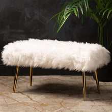 Load image into Gallery viewer, White Faux Fur Bench