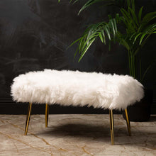 Load image into Gallery viewer, White Faux Fur Bench