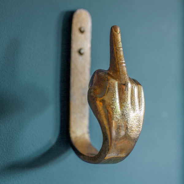 Up Yours Brass Coat Hook