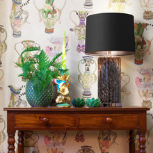Load image into Gallery viewer, Black Dapple Tortoiseshell Table Lamp | Black Velvet Shade