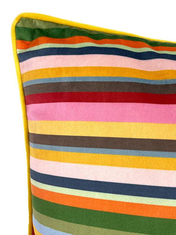 Luxe Multicoloured Stripe Velvet Cushion