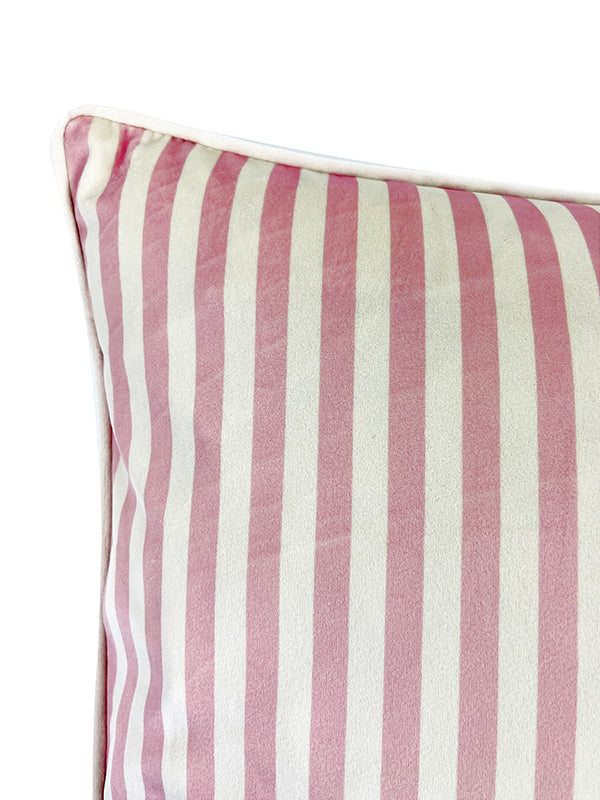 Pink Candy Stripe Velvet Cushion