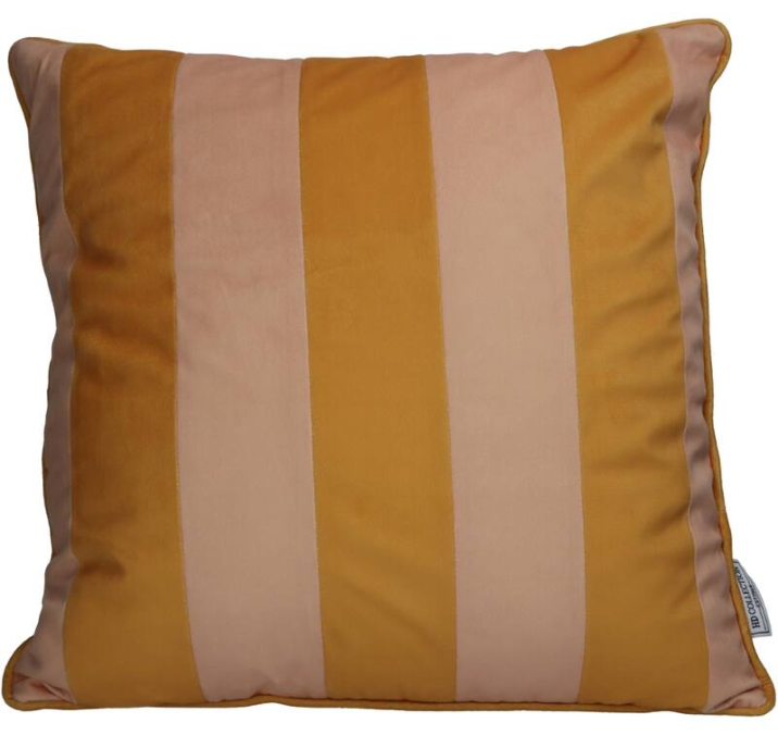 Cabana Striped Pink and Orange Velvet Cushion