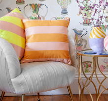 Load image into Gallery viewer, Cabana Striped Pink and Orange Velvet Cushion