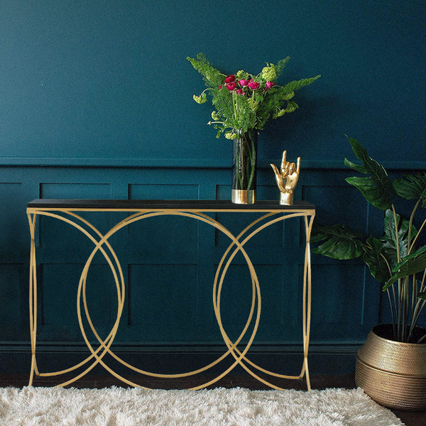 Gold Links Marble Top Console Table