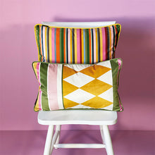 Load image into Gallery viewer, Luxe Multicoloured Stripe Velvet Cushion