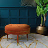 Oxford Orange Velvet Footstool