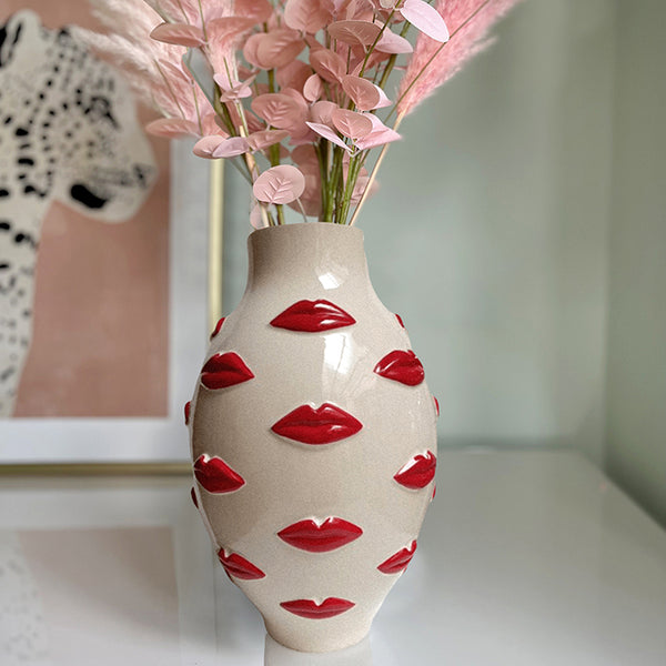 Pucker Up Large Red Lips Vase