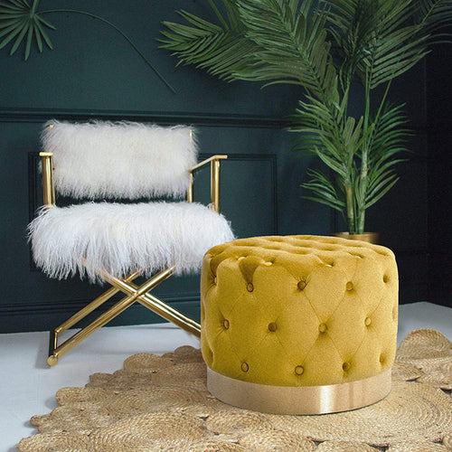 Turmeric Velvet Pouf