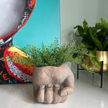 Load image into Gallery viewer, Aged Golden Concrete Fist Planter