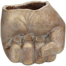Load image into Gallery viewer, Aged Golden Concrete Fist Planter