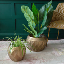 Load image into Gallery viewer, Aged Metal Diamond Planters | Set of 2