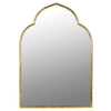 A gold Moroccan arch wall mirror on a white background