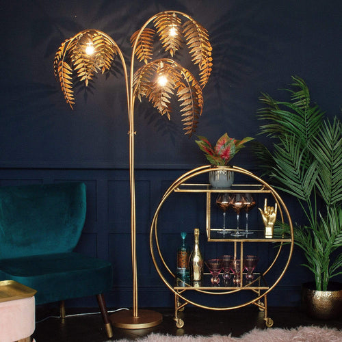 Antique Bronze Palm Leaf Floor Lamp