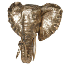 Load image into Gallery viewer, Antique Gold Elephant Head Wall Mount