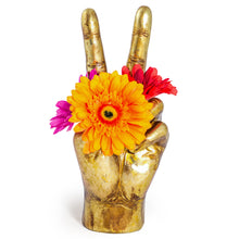Load image into Gallery viewer, Antique Gold Peace Hand Vase