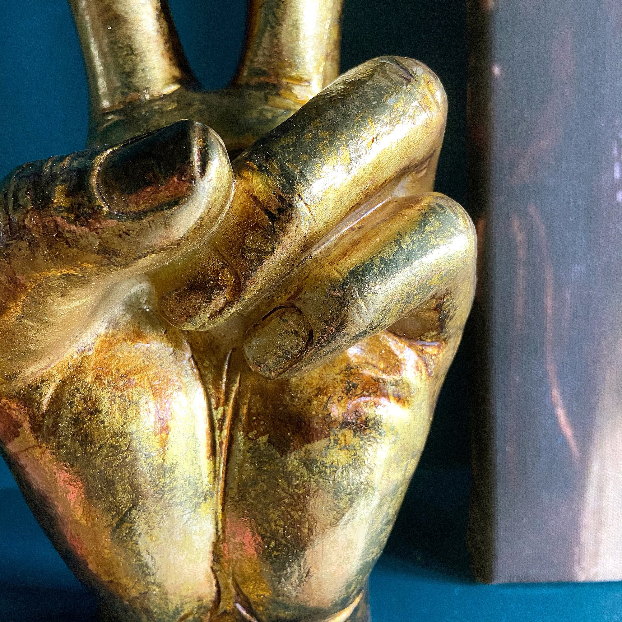 Antique Gold Peace Hand Vase