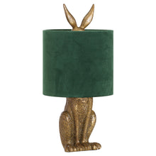Load image into Gallery viewer, Antique Gold Rabbit Table Lamp | Green Velvet Shade