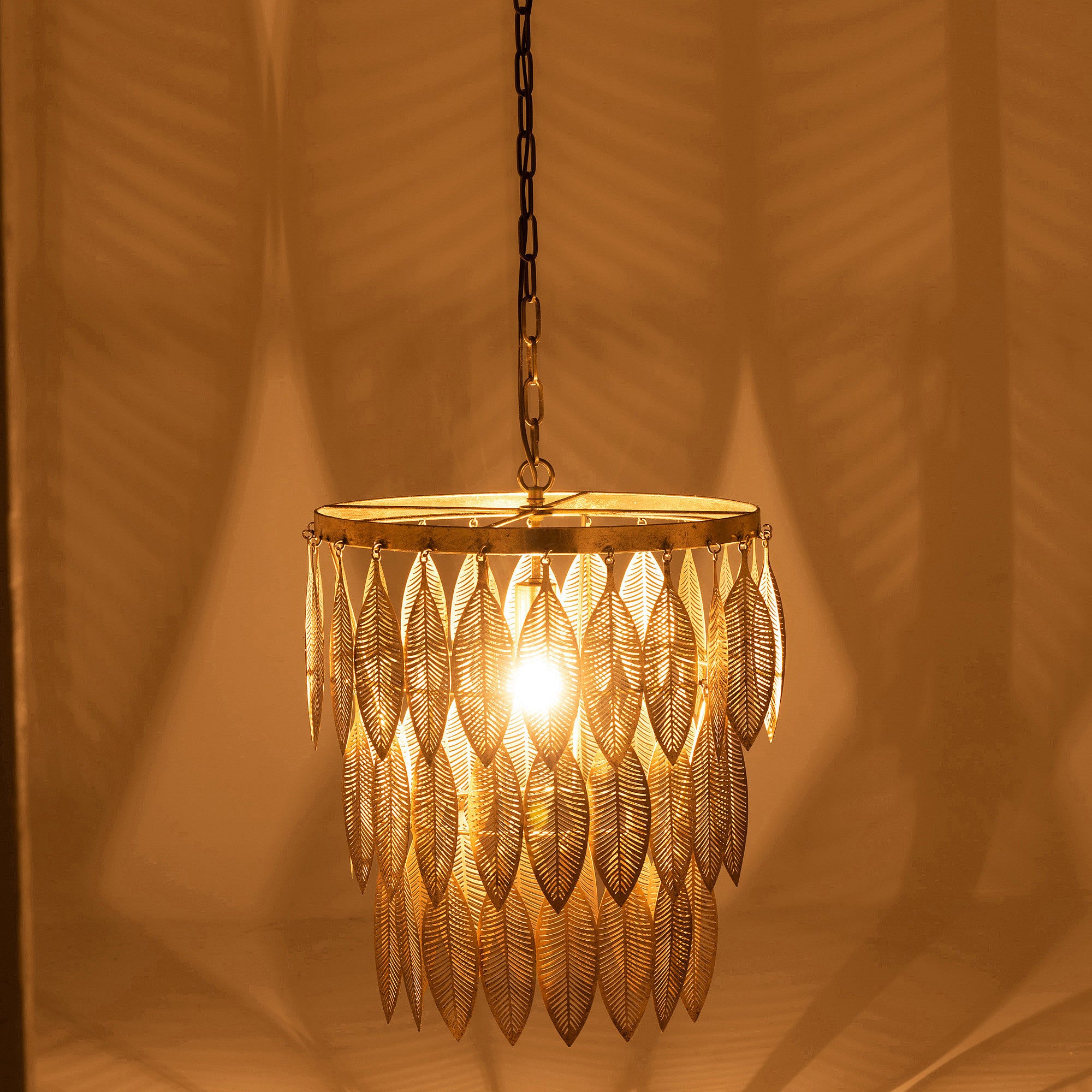 Antiqued Gold Hanging Leaves Pendant Light 