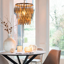 Load image into Gallery viewer, Antiqued Gold Hanging Leaves Pendant Light 
