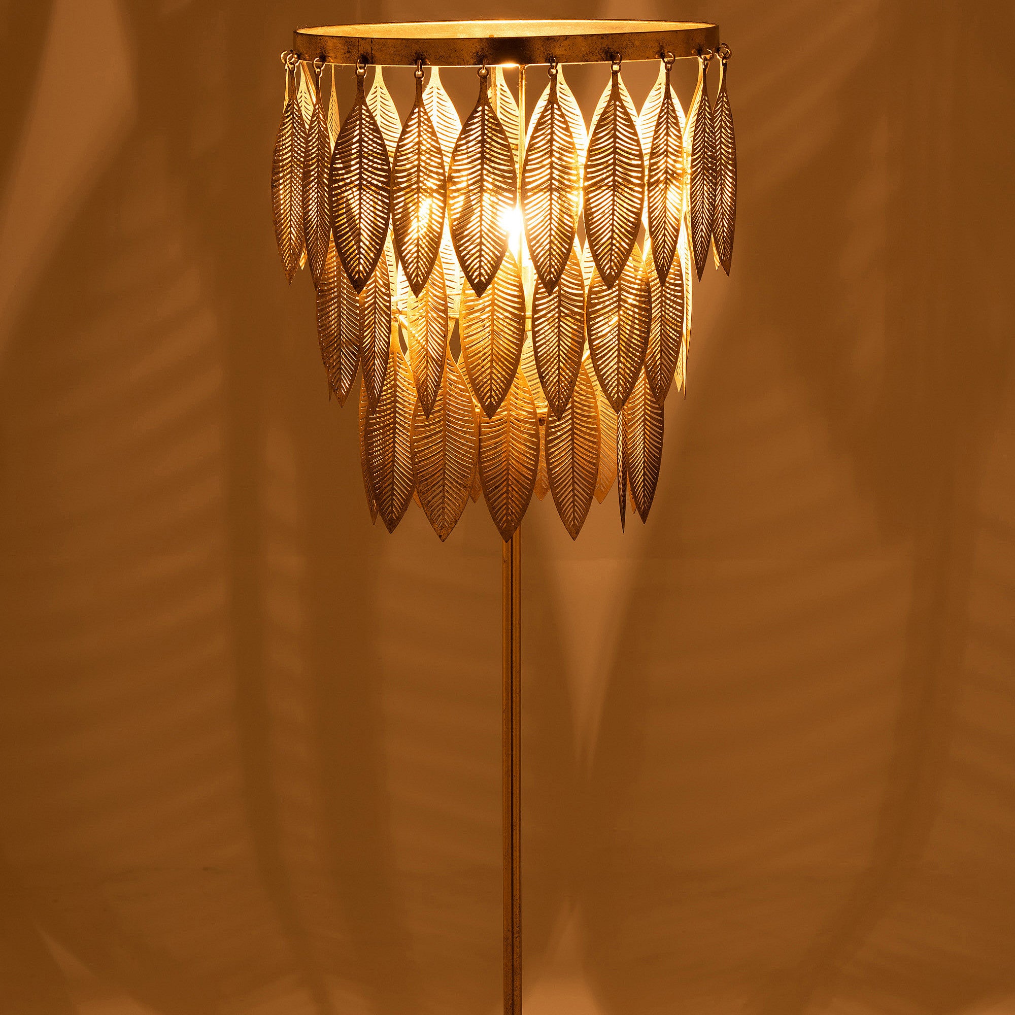 Antiqued Gold Hanging Leaves Standing Lamp