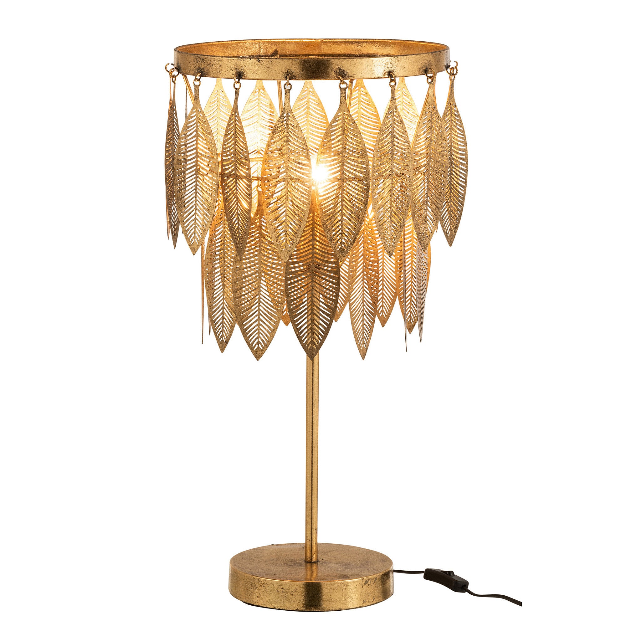 Antiqued Gold Hanging Leaves Table Lamp