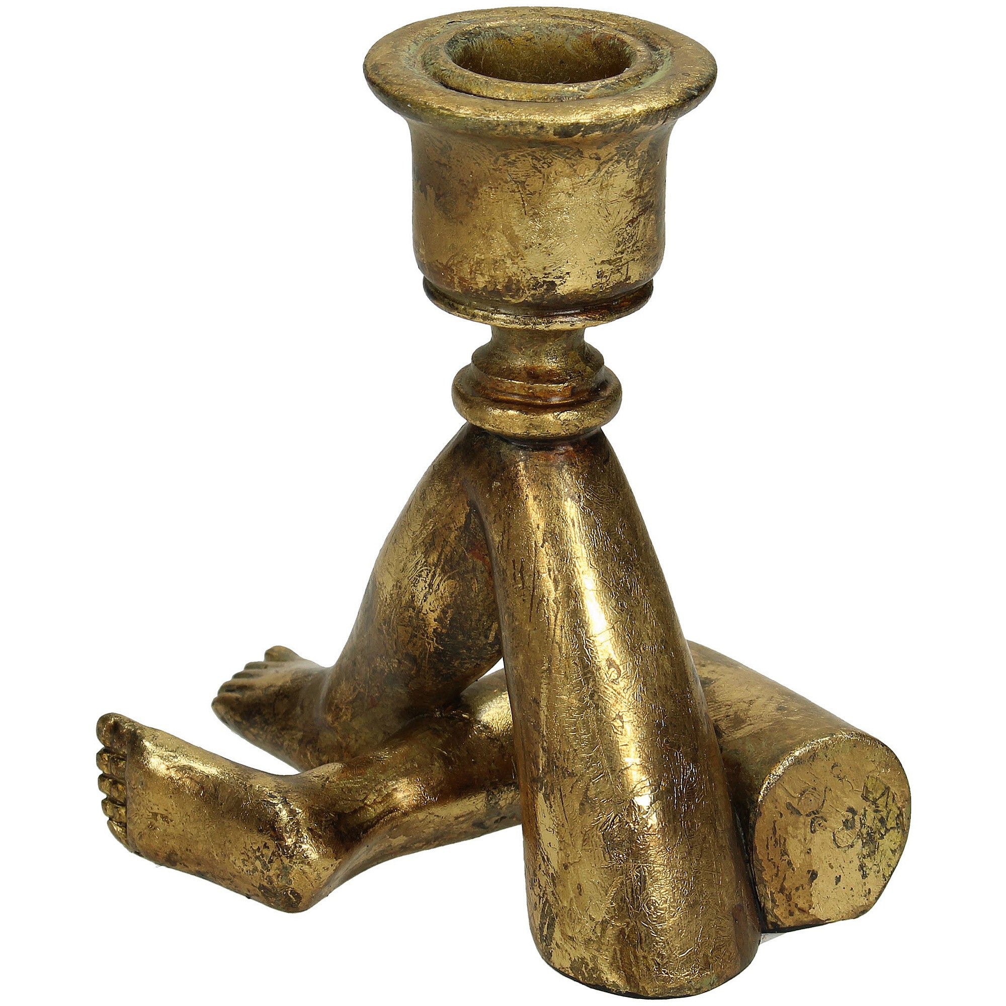 Antiqued Gold Legs Candle Holder