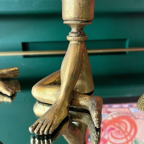 Antiqued Gold Legs Candle Holder