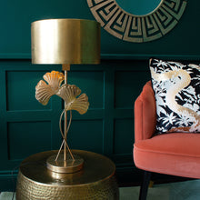 Load image into Gallery viewer, Antiqued Gold Metal Ginkgo Table Lamp  | Metal Shade