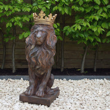 Load image into Gallery viewer, Antiqued Lion Garden Statue