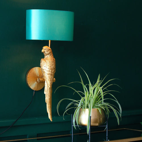 Aurielle Golden Parrot Wall Light | Turquoise Shade
