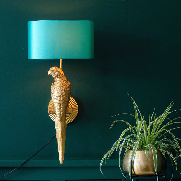 Aurielle Golden Parrot Wall Light | Turquoise Shade