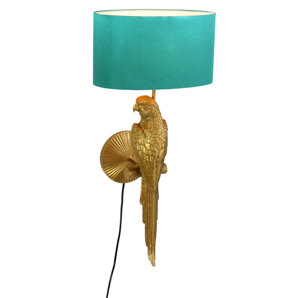 Aurielle Golden Parrot Wall Light | Turquoise Shade