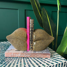 Load image into Gallery viewer, Beaded Gold Lips Bookends
