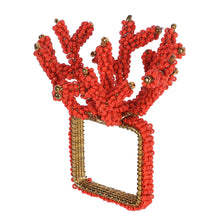 Load image into Gallery viewer, Beaded Red Coral Napkin Rings | Set of 4