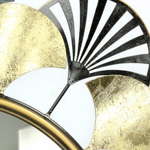 Load image into Gallery viewer, Black &amp; Gold Round Metal Flower Mirror