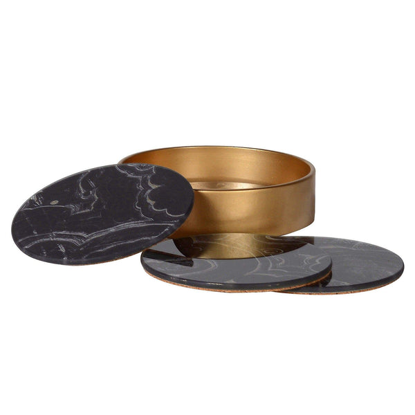 Black Marbled Coasters | Set of 4