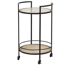 Load image into Gallery viewer, Black Metal and Rattan Drinks Trolley 