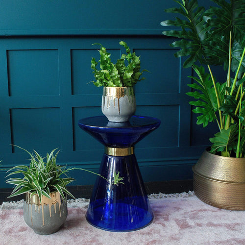 Blue Glass Martini Side Table