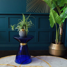 Load image into Gallery viewer, Blue Glass Martini Side Table