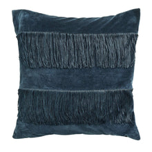 Load image into Gallery viewer, Blue Velvet Cushion Cover with Fringing