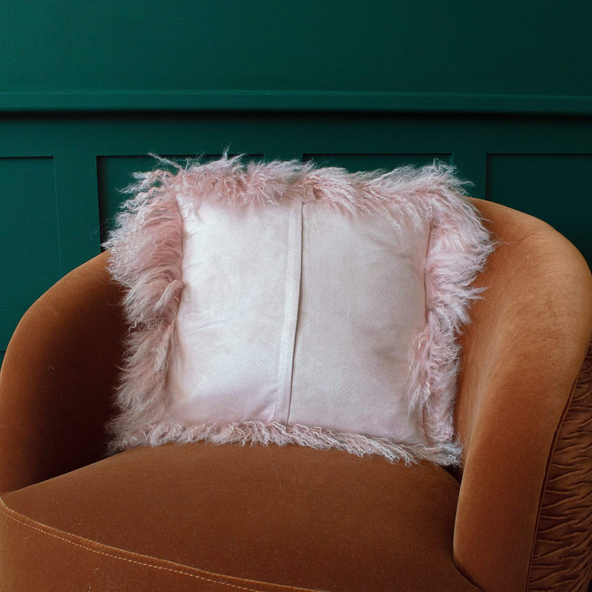 Blush Pink Tibetan Sheepskin Cushion