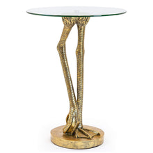Load image into Gallery viewer, Brass Birds Leg Side Table with Glass Top