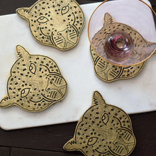 Load image into Gallery viewer, Brass Effect Leopard Coasters | Set of 4